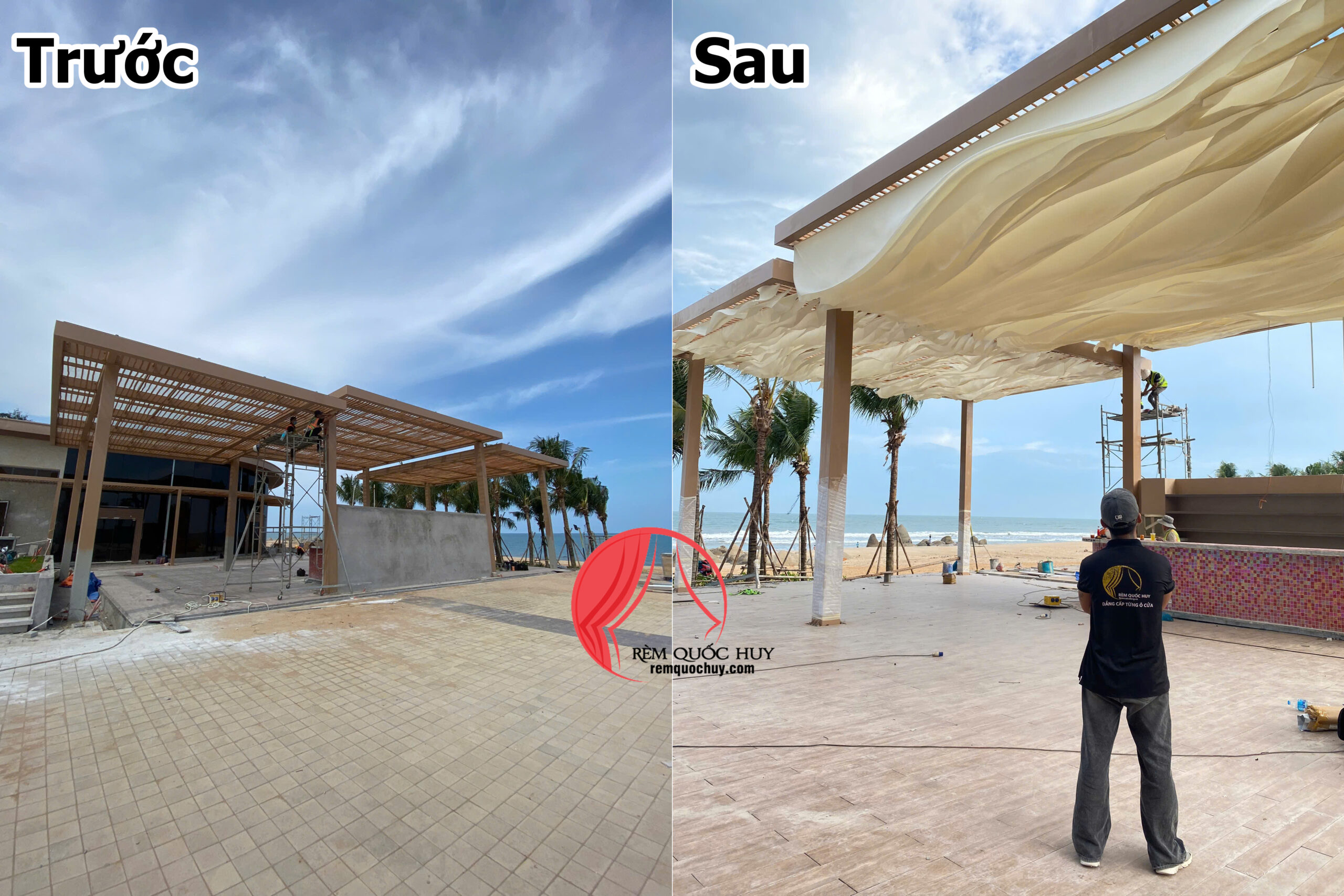 Trước và sau khi lắp Rèm trần lượn sóng Phước Hải - Vũng Tàu Trước và sau khi lắp Rèm trần lượn sóng Phước Hải - Vũng Tàu