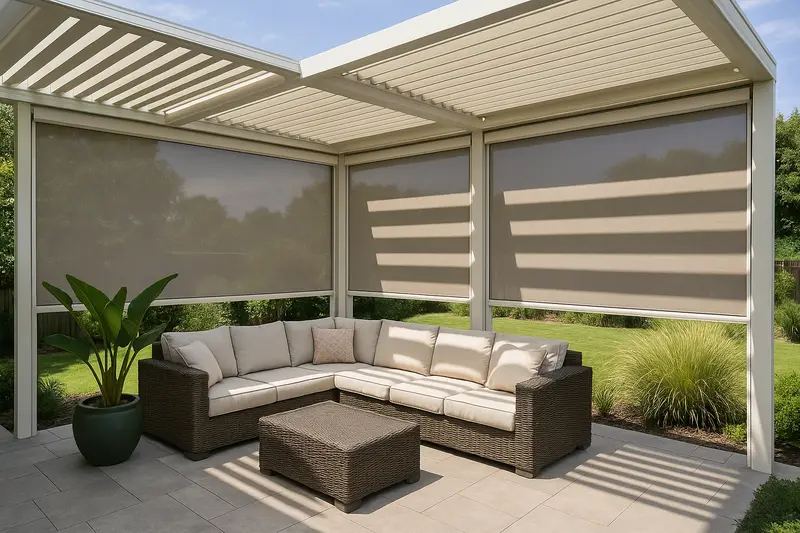 Mẫu rèm Zipscreen hiện đại với ray khóa kín hai bên