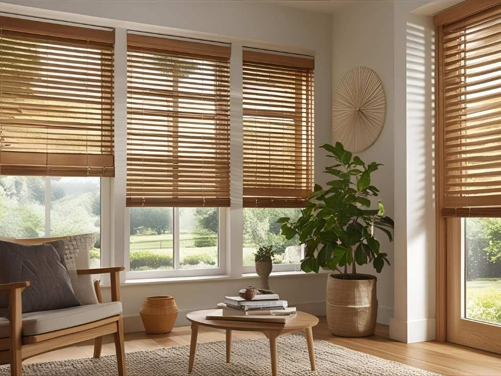 rèm sáo gỗ sang trọng tạo điểm nhấn nội thất